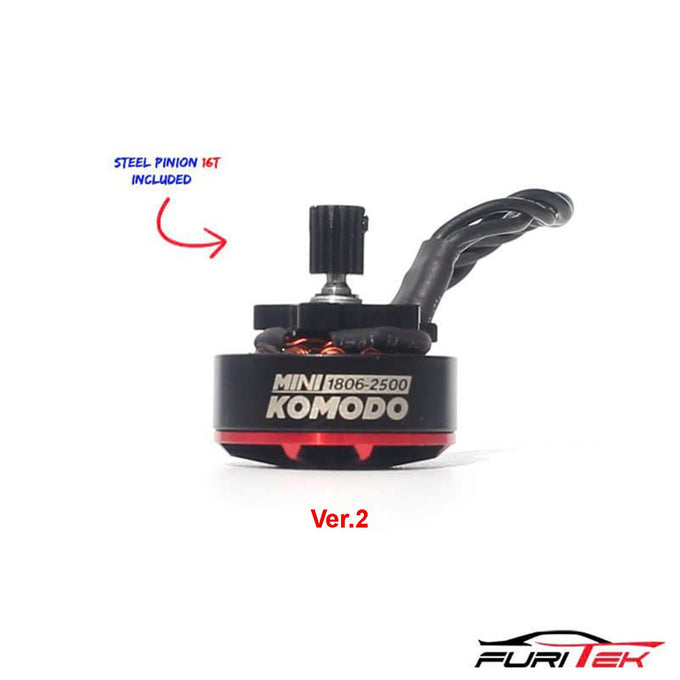 FURITEK MINI KOMODO 1806-2500KV BRUSHLESS MOTOR WITH 16T STEEL PINION for SCX24 FURITEK MINI KOMODO 1806-2500KV BRUSHLESS MOTOR WITH 16T STEEL PINION for SCX24