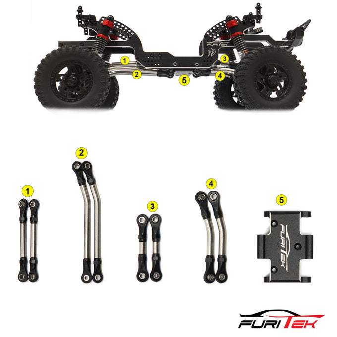 Furitek Steel High Clearance Links Sets With Aluminium Skid Plate For Furitek FX118 Furitek Steel High Clearance Links Sets With Aluminium Skid Plate For Furitek FX118