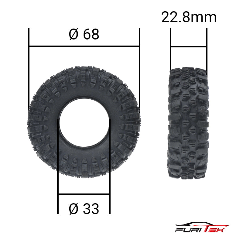 FURITEK Mudder-XL 68mm TIRES Extra Soft Sticky SET FOR 1.2inch