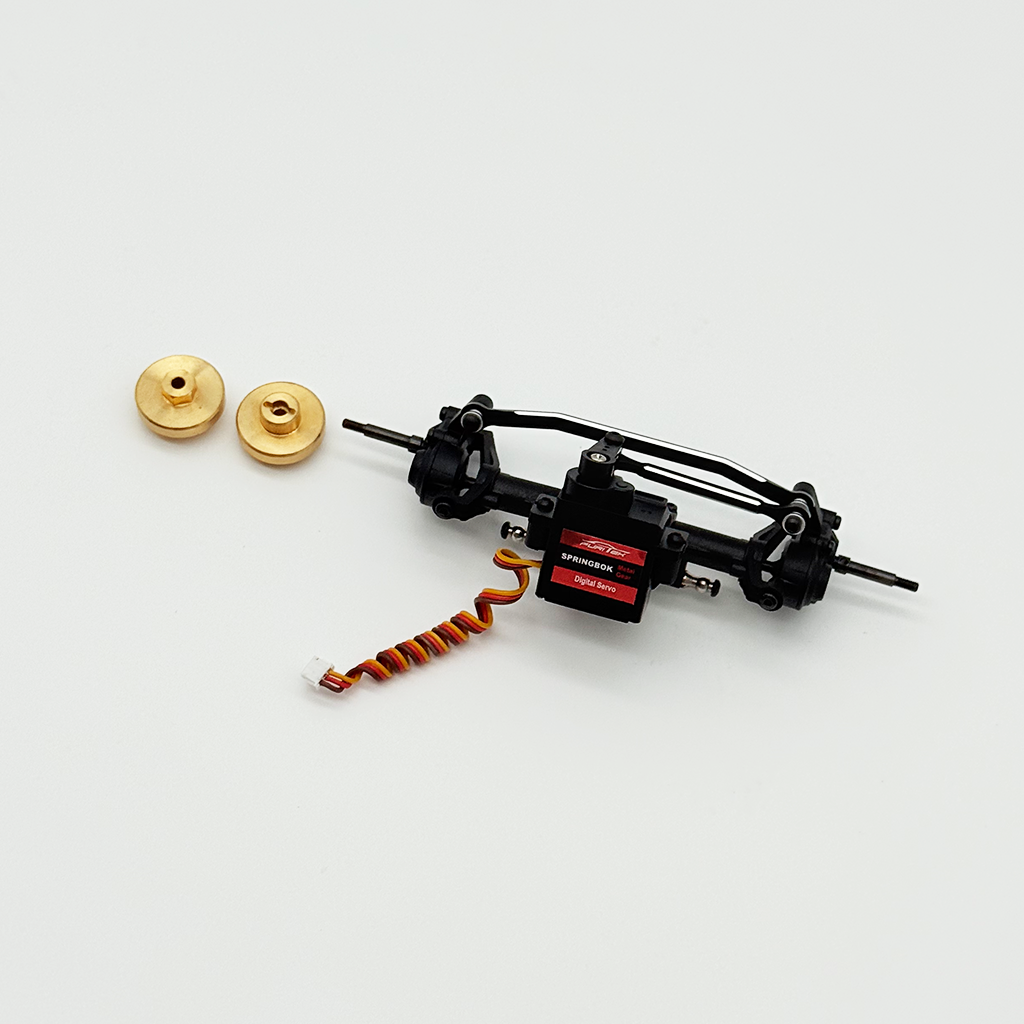 パーツ HalTac COMPLETE PRE-BUILT FRONT AXLE and SERVO SET FOR Furitek TerraX Active