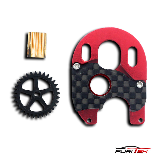 FURITEK BRUSHLESS CONVERSION PRO FOR SCX24 - 0.5M SPUR GEAR, 12T PINION GEAR AND CNC MOTOR MOUNT FURITEK BRUSHLESS CONVERSION PRO FOR SCX24 - 0.5M SPUR GEAR, 12T PINION GEAR AND CNC MOTOR MOUNT