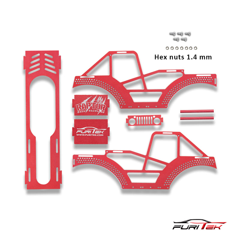 FURITEK RAPTOR ALUMINUM FRAME KIT FOR SCX24 CRAWLERS - RED – Furitek