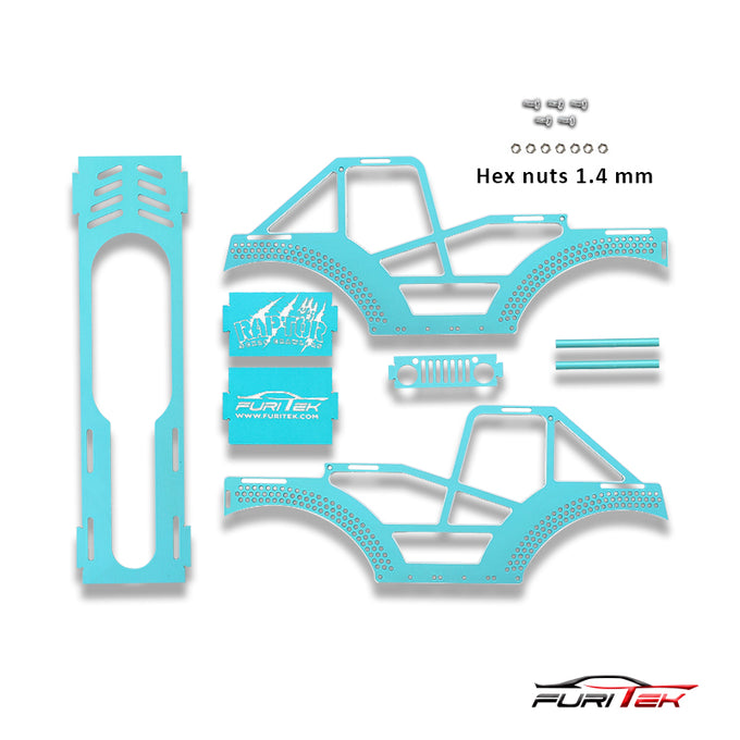 FURITEK RAPTOR ALUMINUM FRAME KIT FOR SCX24 CRAWLERS - BLUE AQUA FURITEK RAPTOR ALUMINUM FRAME KIT FOR SCX24 CRAWLERS - BLUE AQUA