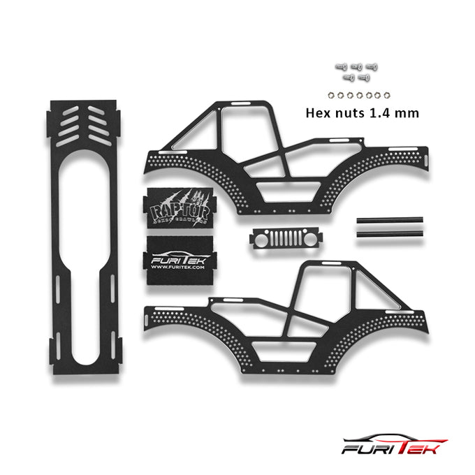 FURITEK RAPTOR ALUMINUM FRAME KIT FOR SCX24 CRAWLERS - BLACK FURITEK RAPTOR ALUMINUM FRAME KIT FOR SCX24 CRAWLERS - BLACK