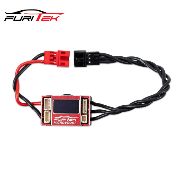 FURITEK MICROBOOST 2S LiPo 25A/50A Brushless ESC for 1/24 & 1/28 Drift/Race Cars - Sensored/Sensorless, Red Color with LCD Display, Solderable and Wire Replaceable