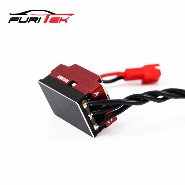 FURITEK MICROBOOST 2S LiPo 25A/50A Brushless ESC for 1/24 & 1/28 Drift/Race Cars - Sensored/Sensorless, Red Color with LCD Display, Solderable and Wire Replaceable