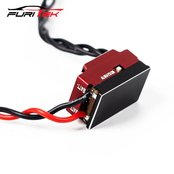 FURITEK MICROBOOST 2S LiPo 25A/50A Brushless ESC for 1/24 & 1/28 Drift/Race Cars - Sensored/Sensorless, Red Color with LCD Display, Solderable and Wire Replaceable