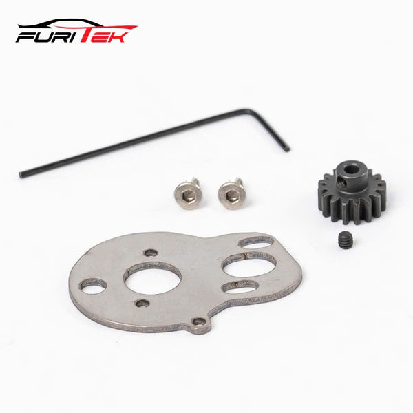 FURITEK 16T Steel Pinion Gear and Motor Mount - Compatible with Furitek Storm Razor Motor for Micro-B