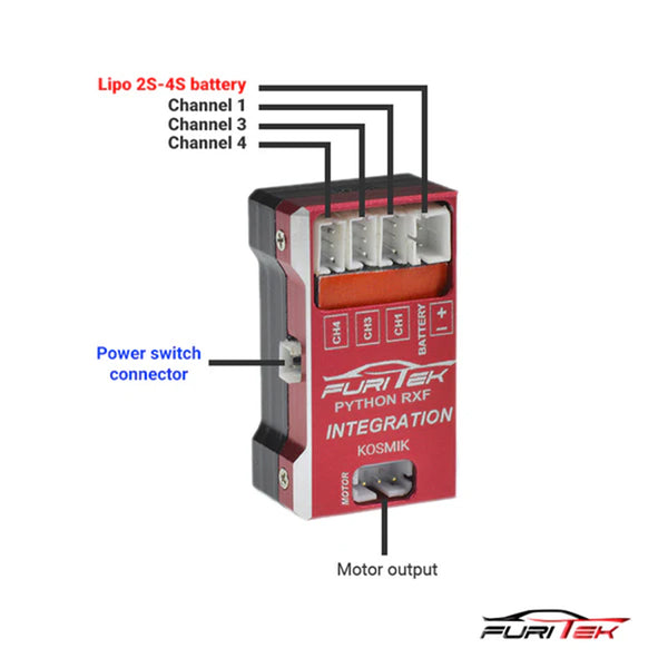 FURITEK PYTHON RXF 40A/70A Brushless Esc w/ RX Integration with KOSMIK TX