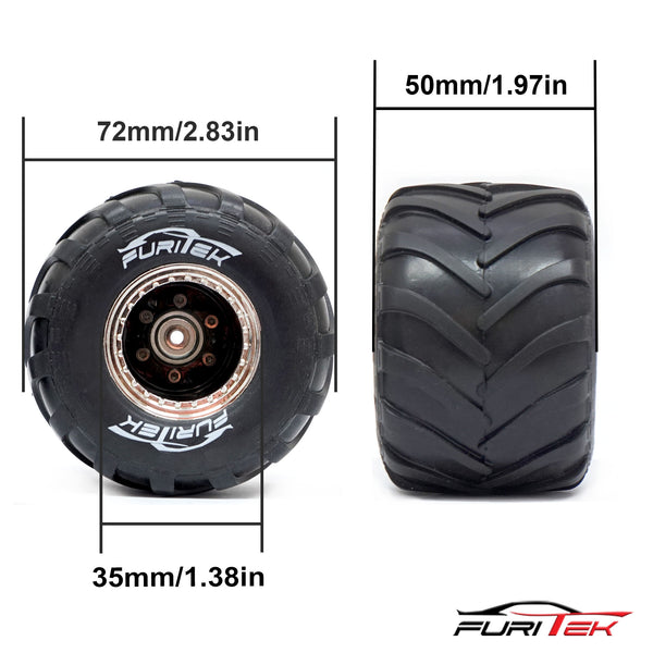 Furitek Mini Monster Truck Tire and Wheel Rim for 1/24th and 1/18th