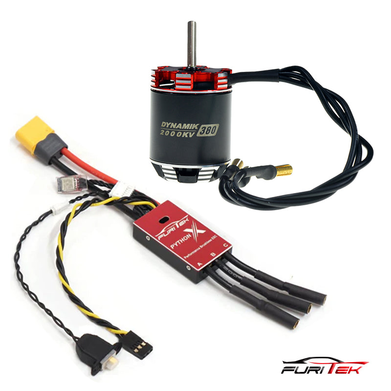 FURITEK PYTHON X BRUSHED/BRUSHLESS ESC WITH DYNAMIK 380 FOR 1/10 RC CR ...