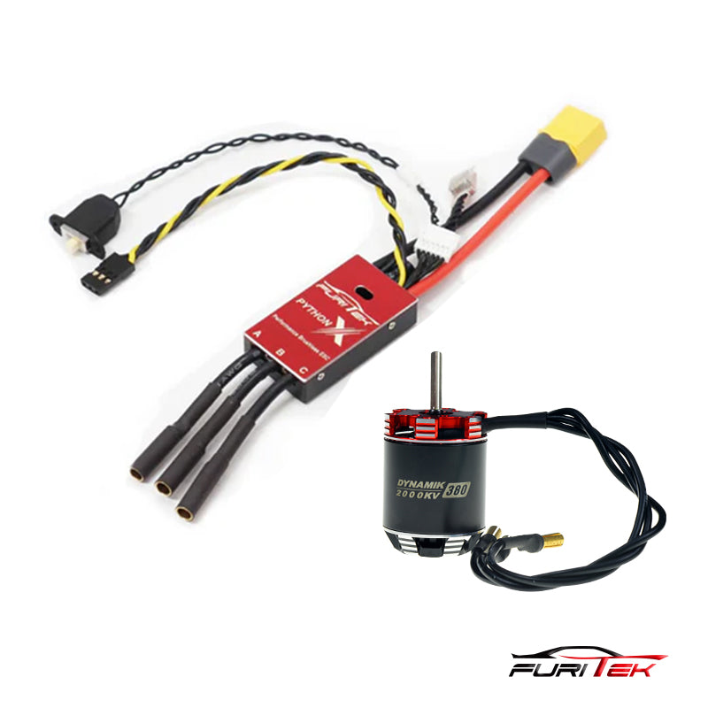 FURITEK PYTHON X BRUSHED/BRUSHLESS ESC WITH DYNAMIK 380 FOR 1/10 RC CR ...