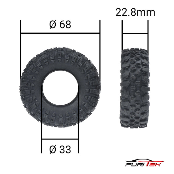 FURITEK Mudder-XL 68mm TIRES Extra Soft Sticky SET FOR 1.2inch Wheel
