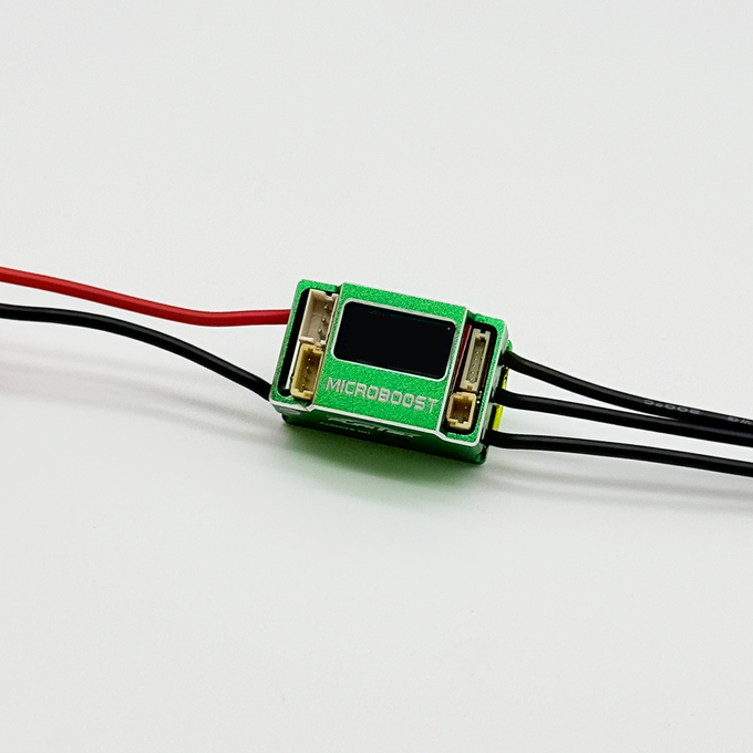 FURITEK MICROBOOST 2S LiPo 25A/50A Brushless ESC for 1/24 & 1/28 Drift/Race Cars - Sensored/Sensorless, Green Color with LCD Display, Solderable and Wire Replaceable