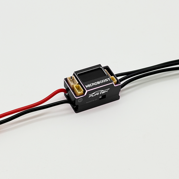 FURITEK MICROBOOST 2S LiPo 25A/50A Brushless ESC for 1/24 & 1/28 Drift/Race Cars - Sensored/Sensorless, Black Color with LCD Display, Solderable and Wire Replaceable