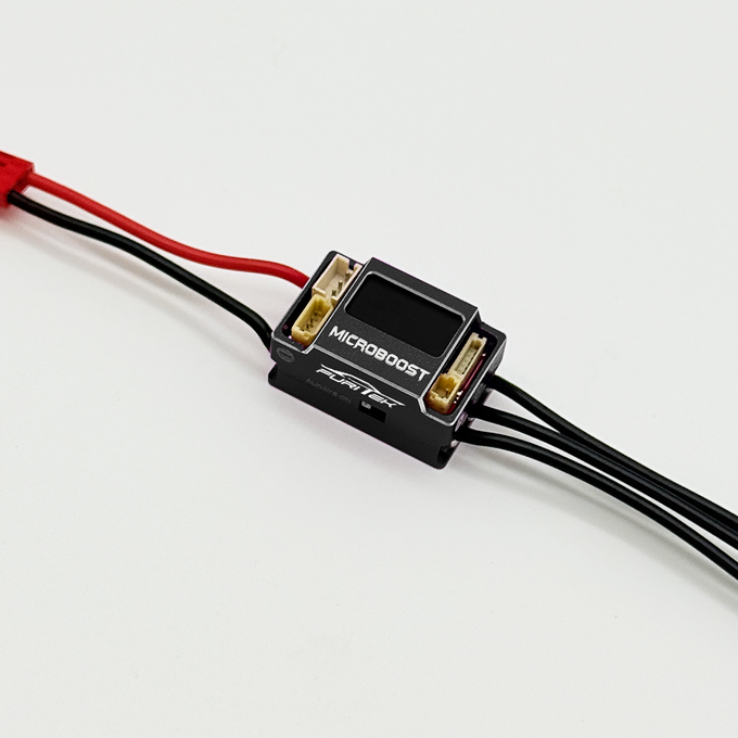 FURITEK MICROBOOST 2S LiPo 25A/50A Brushless ESC for 1/24 & 1/28 Drift/Race Cars - Sensored/Sensorless, Black Color with LCD Display, Solderable and Wire Replaceable