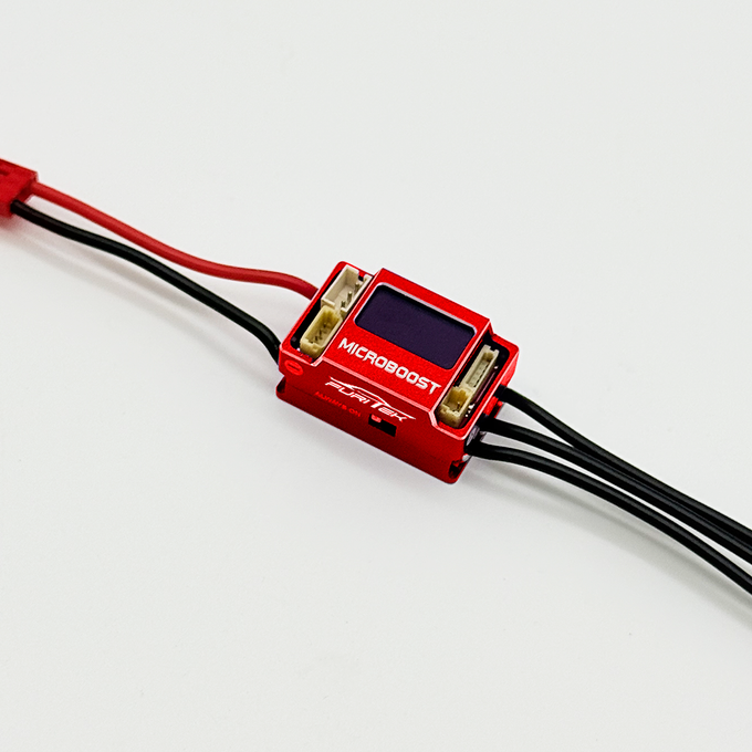 FURITEK MICROBOOST 2S LiPo 25A/50A Brushless ESC for 1/24 & 1/28 Drift/Race Cars - Sensored/Sensorless, Red Color with LCD Display, Solderable and Wire Replaceable
