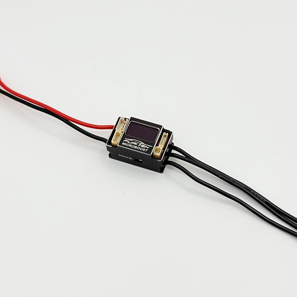 FURITEK MICROBOOST 2S LiPo 25A/50A Brushless ESC for 1/24 & 1/28 Drift/Race Cars - Sensored/Sensorless, Black Color with LCD Display, Solderable and Wire Replaceable