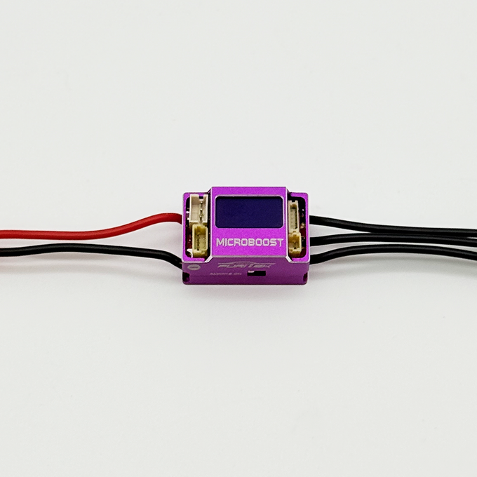 FURITEK MICROBOOST 2S LiPo 25A/50A Brushless ESC for 1/24 & 1/28 Drift/Race Cars - Sensored/Sensorless, Purple Color with LCD Display, Solderable and Wire Replaceable