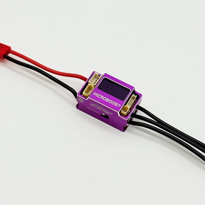 FURITEK MICROBOOST 2S LiPo 25A/50A Brushless ESC for 1/24 & 1/28 Drift/Race Cars - Sensored/Sensorless, Purple Color with LCD Display, Solderable and Wire Replaceable