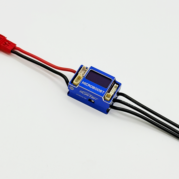 FURITEK MICROBOOST 2S LiPo 25A/50A Brushless ESC for 1/24 & 1/28 Drift/Race Cars - Sensored/Sensorless, Blue Color with LCD Display, Solderable and Wire Replaceable