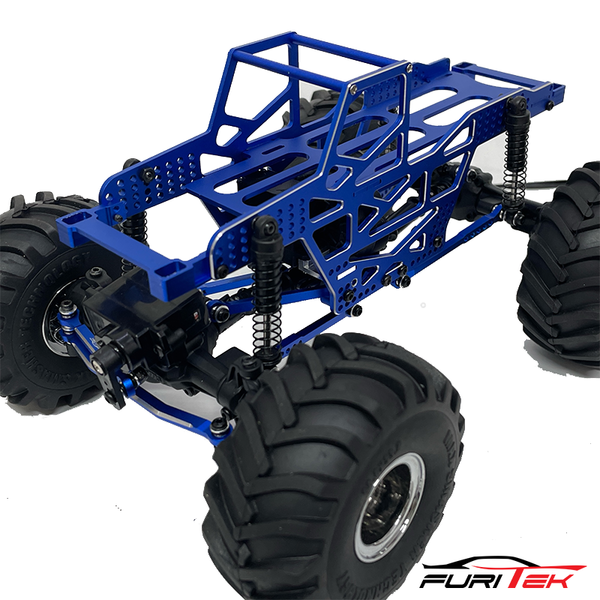 FURITEK RAMPART FRAME KIT FOR FCX24 MAX SMASHER ALUMINIUM BLUE PRO VERSION WITH LINK AND STEERING LINK