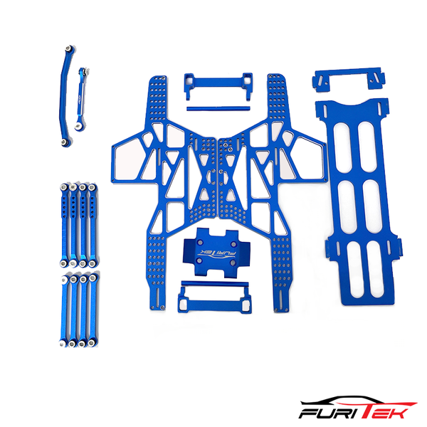 FURITEK RAMPART FRAME KIT FOR FCX24 MAX SMASHER ALUMINIUM BLUE PRO VERSION WITH LINK AND STEERING LINK